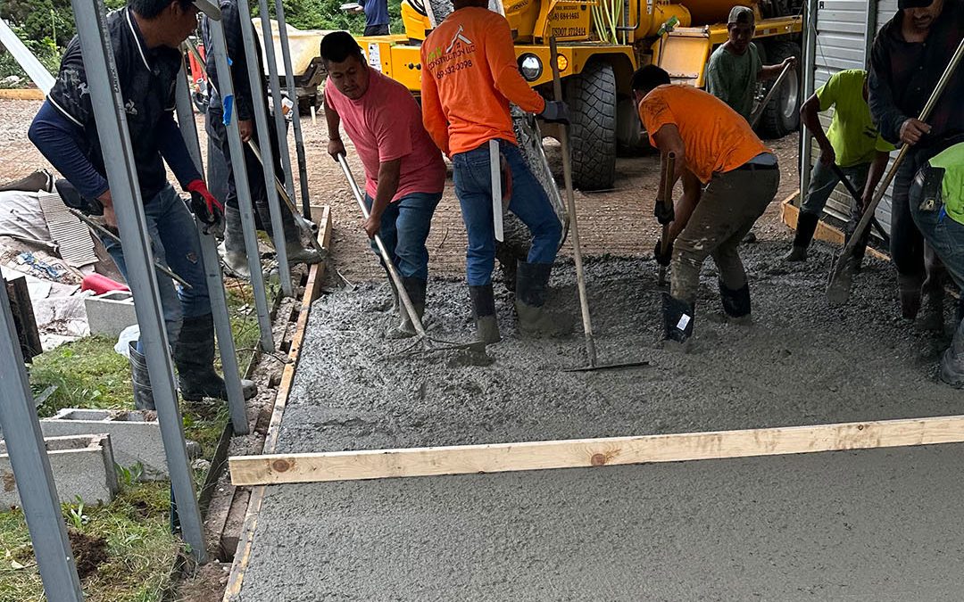 Concrete driveway being poured by OAX Construction in Kalamazoo